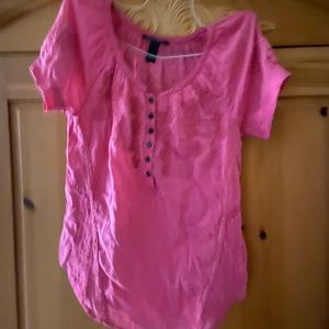Lucky Brand EUC short sleeve pink top size large